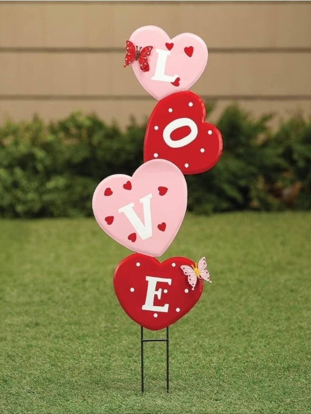 LOVE Heart Yard Stake - Pink and Red Valentine Decor